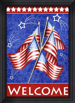 Framed Welcome Stars And Stripes Print