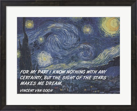 Framed Sight of the Stars - Van Gogh Quote Print