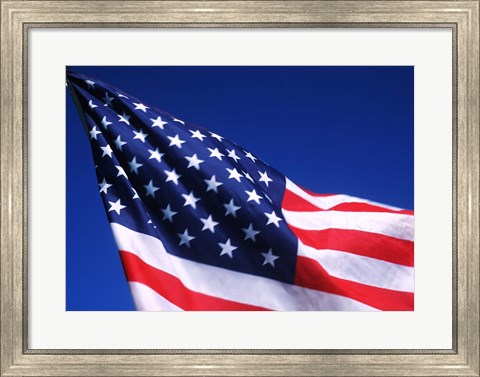 Framed American Flag Waving in the Wind Print