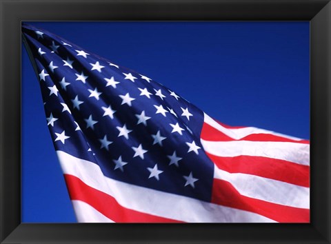 Framed American Flag Waving in the Wind Print