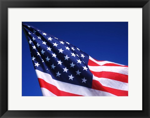 Framed American Flag Waving in the Wind Print