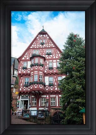 Framed Half-Timber Hotel during Christmas Print