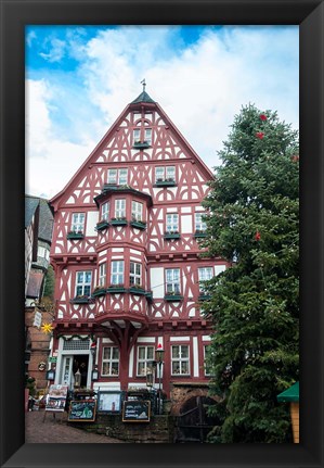 Framed Half-Timber Hotel during Christmas Print