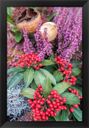 Framed Christmas Floral Decorations Print