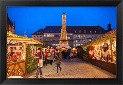 Framed Christmas Market at Twilight, Germany Print