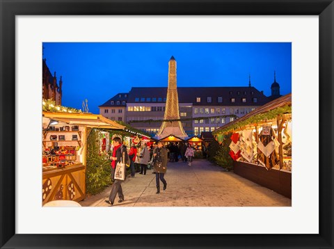 Framed Christmas Market at Twilight, Germany Print