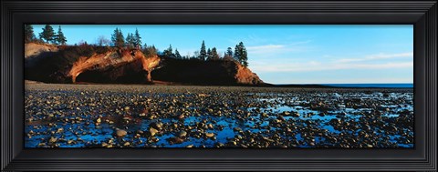 Framed Sea Caves on Rocky Beach Print