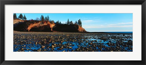 Framed Sea Caves on Rocky Beach Print