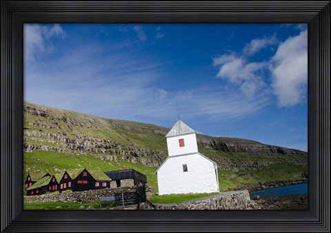 Framed Kirkjubour Medieval Church, Denmark Print