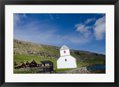 Framed Kirkjubour Medieval Church, Denmark Print