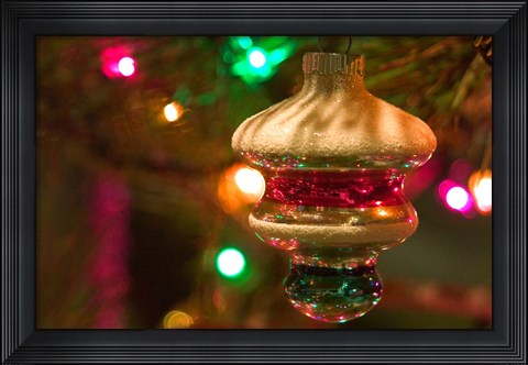 Framed Christmas Tree Ornaments Print