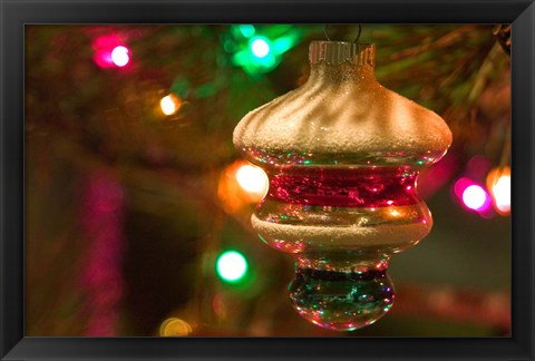 Framed Christmas Tree Ornaments Print