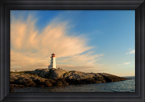Framed Peggy&#39;s Point Lighthouse at Sunset Print