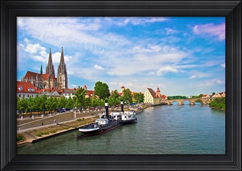 Framed Old Town Skyline, Regensburg, Germany Print