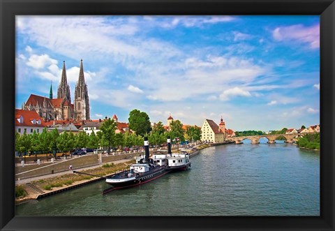 Framed Old Town Skyline, Regensburg, Germany Print