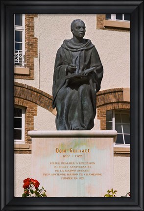 Framed Courtyard Statue, Reims, Champagne Print