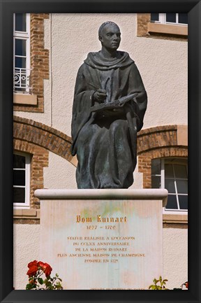 Framed Courtyard Statue, Reims, Champagne Print