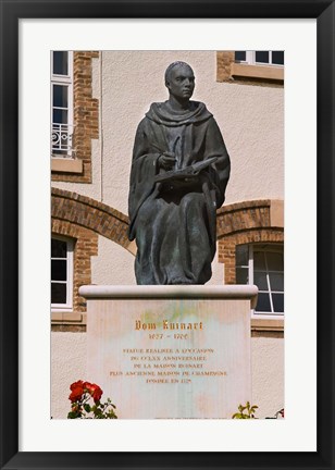 Framed Courtyard Statue, Reims, Champagne Print