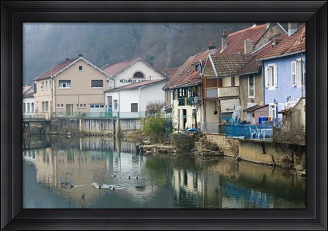 Framed Doubs River Valley, Canal Town, France Print