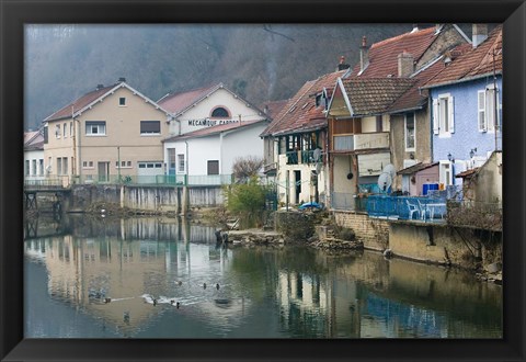Framed Doubs River Valley, Canal Town, France Print