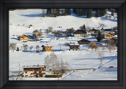 Framed Ski Village in Winter, Ski Chateaus Print