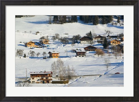 Framed Ski Village in Winter, Ski Chateaus Print