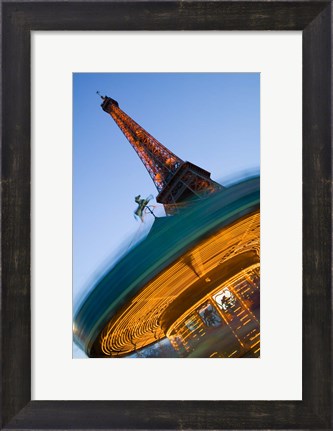 Framed Winter View of the Eiffel Tower and Carousel Print