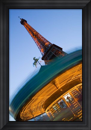 Framed Winter View of the Eiffel Tower and Carousel Print