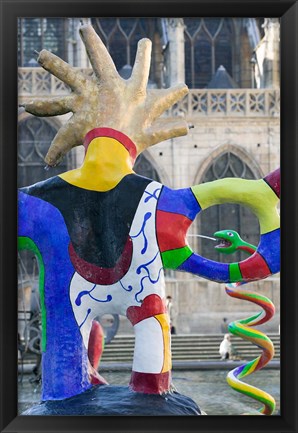 Framed Detail of the Stravinski Fountain in Paris Print