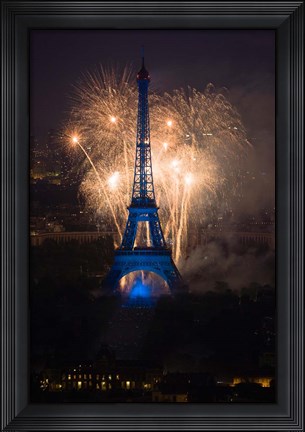 Framed Fireworks at the Eiffel Tower Print