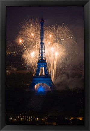 Framed Fireworks at the Eiffel Tower Print