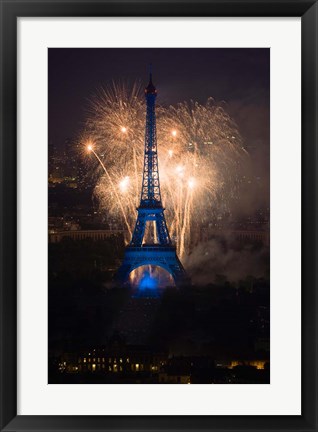 Framed Fireworks at the Eiffel Tower Print