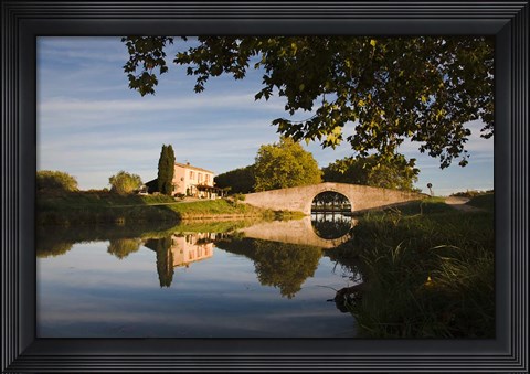 Framed Bridge over Canal du Midi Print