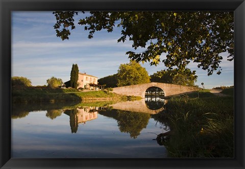 Framed Bridge over Canal du Midi Print