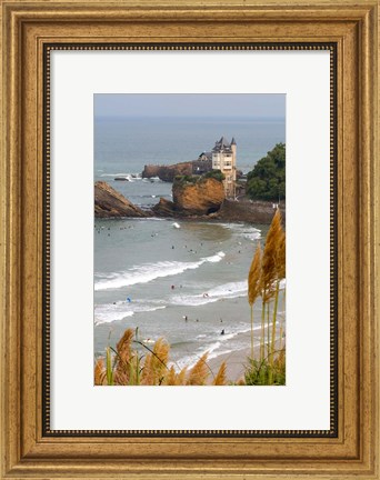Framed Surfers on the Bay of Biscay, France Print