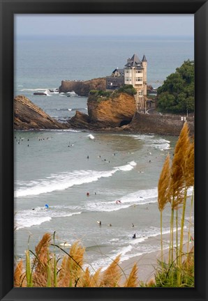 Framed Surfers on the Bay of Biscay, France Print