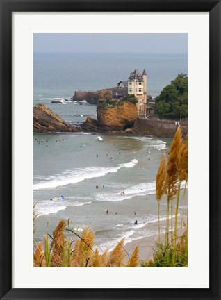 Framed Surfers on the Bay of Biscay, France Print