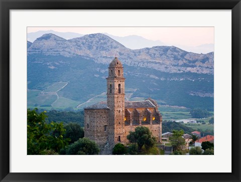 Framed Church in Village of Patrimonio, Corsica, France Print