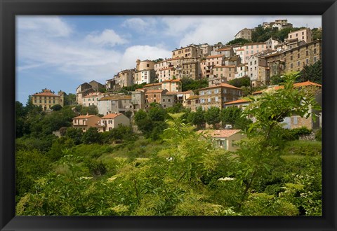 Framed Village of Pieve, Corsica, France Print