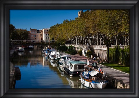 Framed Canal de la Robine by the Cours Mirabeau Print