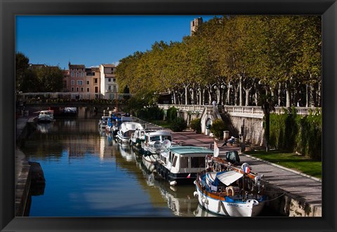 Framed Canal de la Robine by the Cours Mirabeau Print