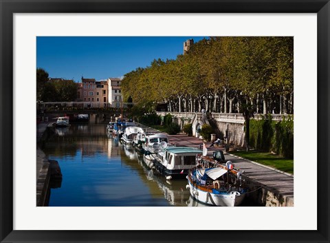 Framed Canal de la Robine by the Cours Mirabeau Print