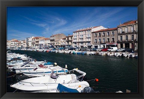 Framed Old Port Waterfront, France Print