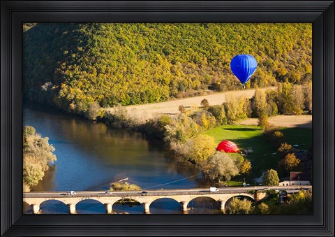 Framed Hot Air Balloon, Chateau de Castelnaud Print