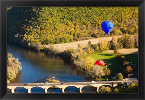 Framed Hot Air Balloon, Chateau de Castelnaud Print