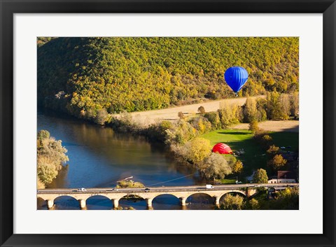 Framed Hot Air Balloon, Chateau de Castelnaud Print