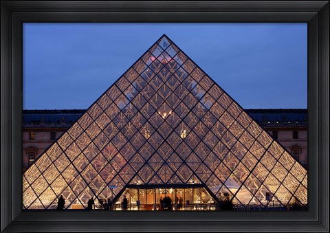Framed Pyramid, Louvre, Paris, France Print