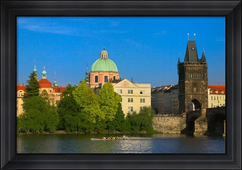 Framed Charles Bridge by Vltava Rive Print