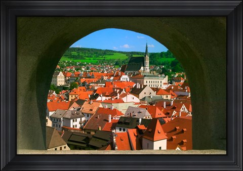 Framed Cityscape of Cesky Krumlov, Czech Republic Print
