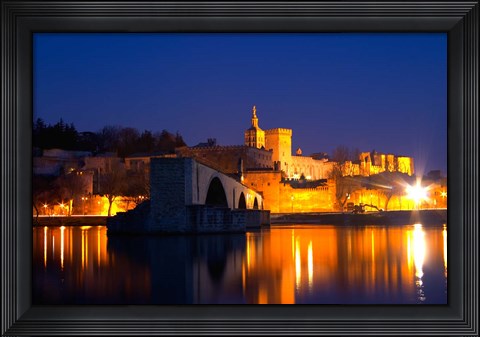 Framed Pope&#39;s Palace on the Rhone and Pont Saint St Benezet Print